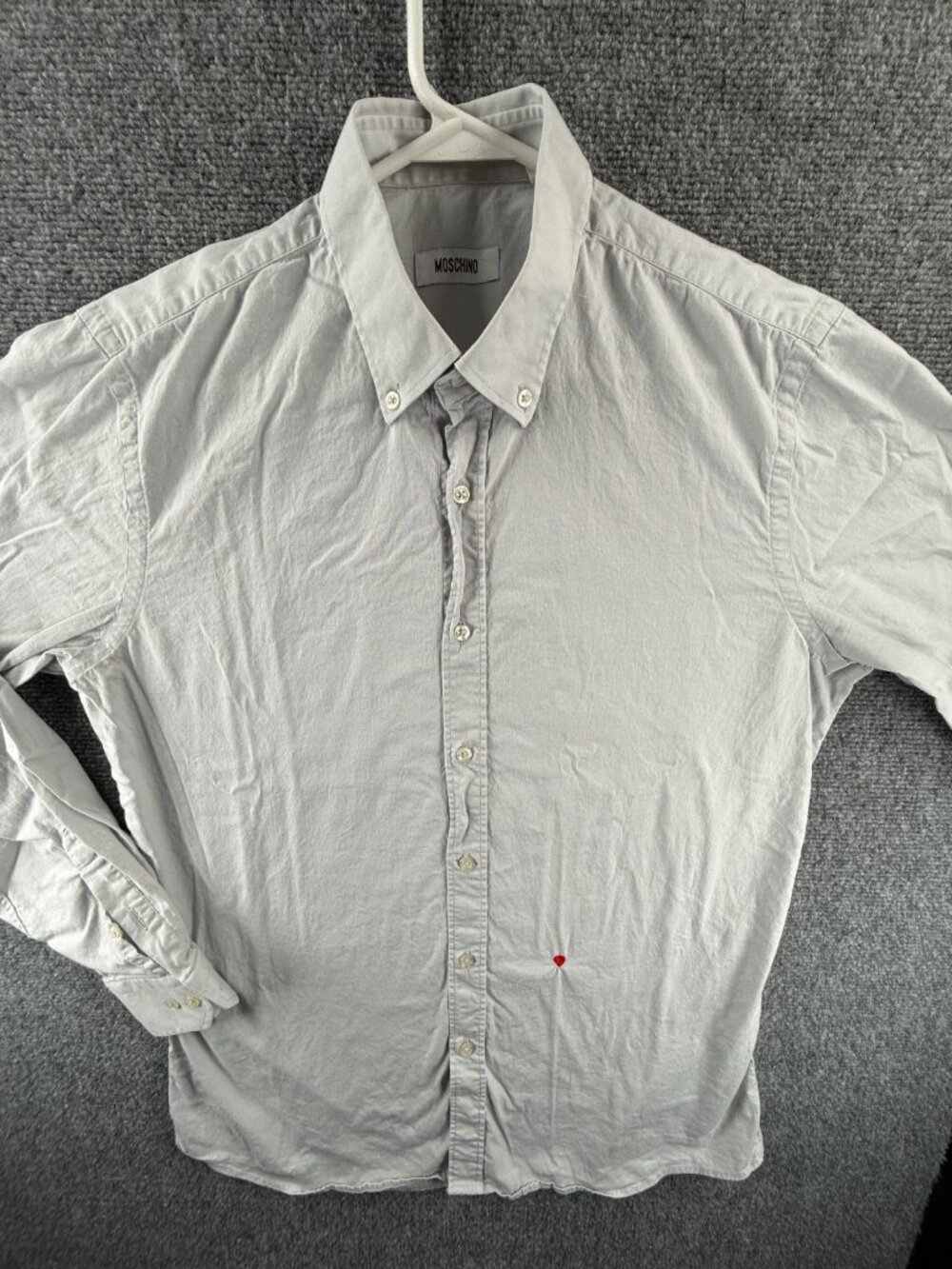 Moschino Gray 15.75 (40) Heart Button Up Shirt Men Long Sleeve Cotton Blend